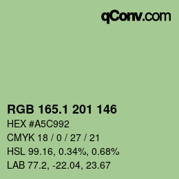 カラーコード: RGB 165.1 201 146 | qconv.com