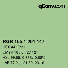 カラーコード: RGB 165.1 201 147 | qconv.com