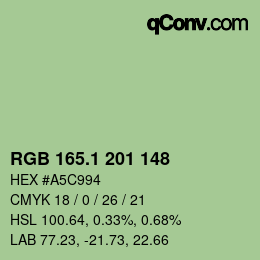 カラーコード: RGB 165.1 201 148 | qconv.com