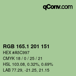 カラーコード: RGB 165.1 201 151 | qconv.com