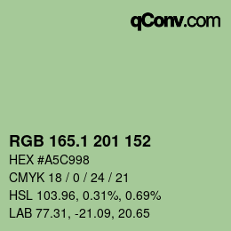 カラーコード: RGB 165.1 201 152 | qconv.com