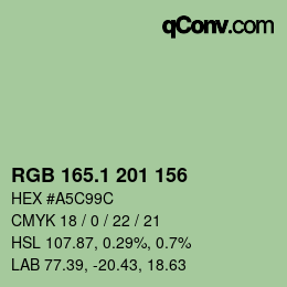 カラーコード: RGB 165.1 201 156 | qconv.com