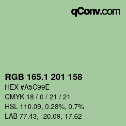 カラーコード: RGB 165.1 201 158 | qconv.com