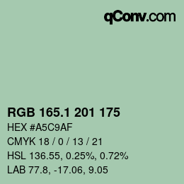 カラーコード: RGB 165.1 201 175 | qconv.com