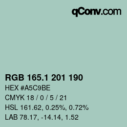 Color code: RGB 165.1 201 190 | qconv.com