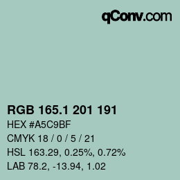 Color code: RGB 165.1 201 191 | qconv.com