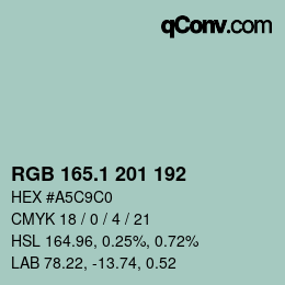 カラーコード: RGB 165.1 201 192 | qconv.com