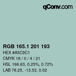 Color code: RGB 165.1 201 193 | qconv.com