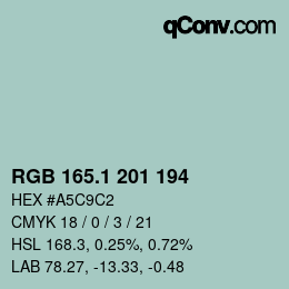 カラーコード: RGB 165.1 201 194 | qconv.com