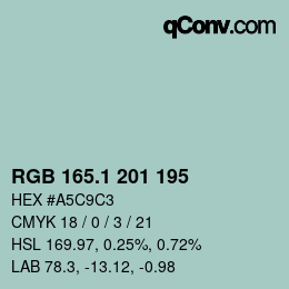 Color code: RGB 165.1 201 195 | qconv.com