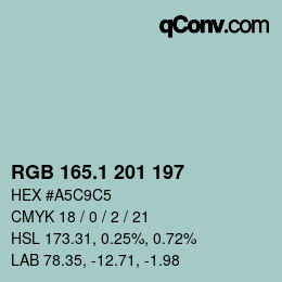 カラーコード: RGB 165.1 201 197 | qconv.com