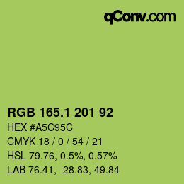 カラーコード: RGB 165.1 201 92 | qconv.com