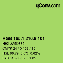 カラーコード: RGB 165.1 216.8 101 | qconv.com