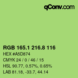 カラーコード: RGB 165.1 216.8 116 | qconv.com