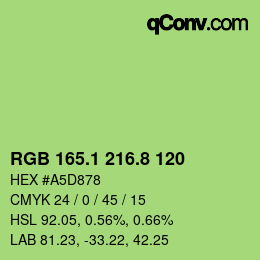 カラーコード: RGB 165.1 216.8 120 | qconv.com