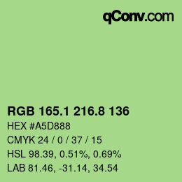 カラーコード: RGB 165.1 216.8 136 | qconv.com