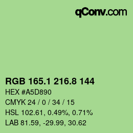 カラーコード: RGB 165.1 216.8 144 | qconv.com