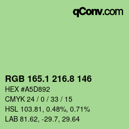 カラーコード: RGB 165.1 216.8 146 | qconv.com