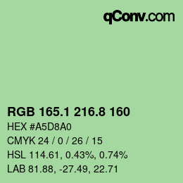 カラーコード: RGB 165.1 216.8 160 | qconv.com