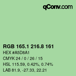 カラーコード: RGB 165.1 216.8 161 | qconv.com