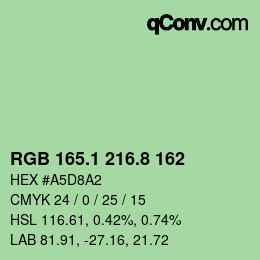 Color code: RGB 165.1 216.8 162 | qconv.com