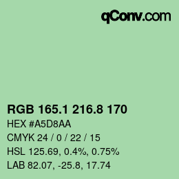 カラーコード: RGB 165.1 216.8 170 | qconv.com