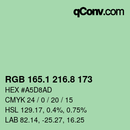 カラーコード: RGB 165.1 216.8 173 | qconv.com
