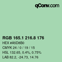 Color code: RGB 165.1 216.8 176 | qconv.com