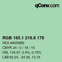 カラーコード: RGB 165.1 216.8 178 | qconv.com