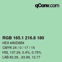カラーコード: RGB 165.1 216.8 180 | qconv.com
