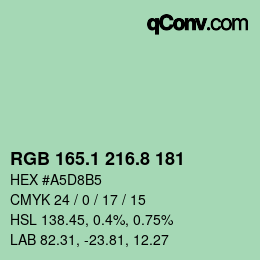 Color code: RGB 165.1 216.8 181 | qconv.com