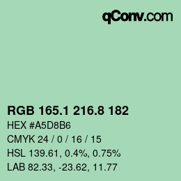 カラーコード: RGB 165.1 216.8 182 | qconv.com