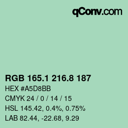 カラーコード: RGB 165.1 216.8 187 | qconv.com