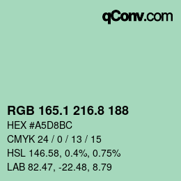 カラーコード: RGB 165.1 216.8 188 | qconv.com
