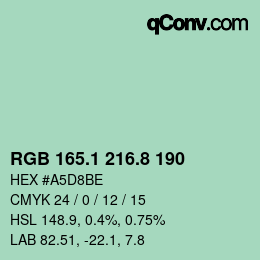 Color code: RGB 165.1 216.8 190 | qconv.com