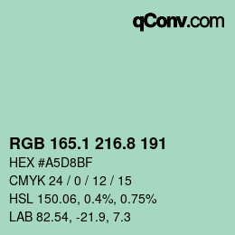 Color code: RGB 165.1 216.8 191 | qconv.com