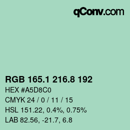 カラーコード: RGB 165.1 216.8 192 | qconv.com