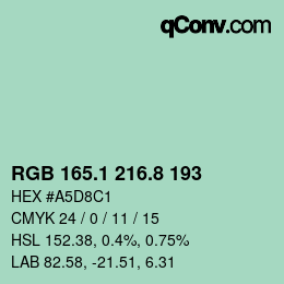 カラーコード: RGB 165.1 216.8 193 | qconv.com