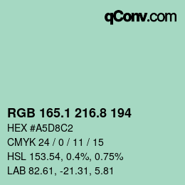 カラーコード: RGB 165.1 216.8 194 | qconv.com