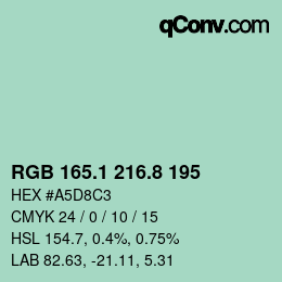 Color code: RGB 165.1 216.8 195 | qconv.com