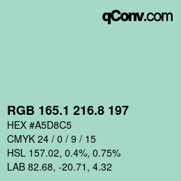 カラーコード: RGB 165.1 216.8 197 | qconv.com