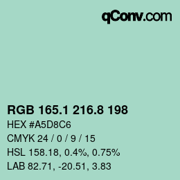 カラーコード: RGB 165.1 216.8 198 | qconv.com