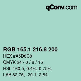 Color code: RGB 165.1 216.8 200 | qconv.com