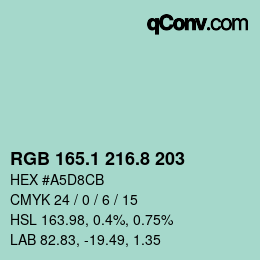 カラーコード: RGB 165.1 216.8 203 | qconv.com