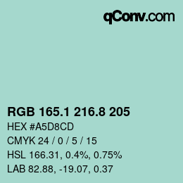 Farbcode: RGB 165.1 216.8 205 | qconv.com