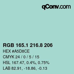 Color code: RGB 165.1 216.8 206 | qconv.com