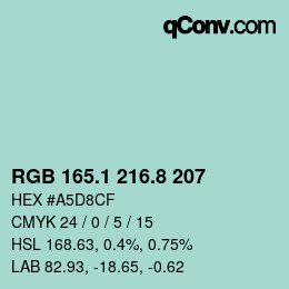 Color code: RGB 165.1 216.8 207 | qconv.com