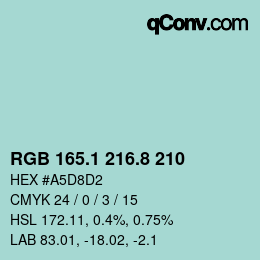 Código de color: RGB 165.1 216.8 210 | qconv.com
