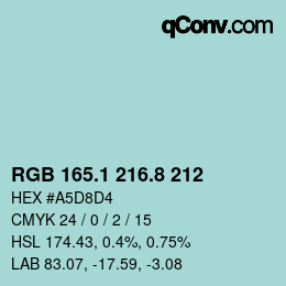 Color code: RGB 165.1 216.8 212 | qconv.com