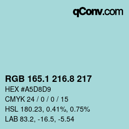 Color code: RGB 165.1 216.8 217 | qconv.com